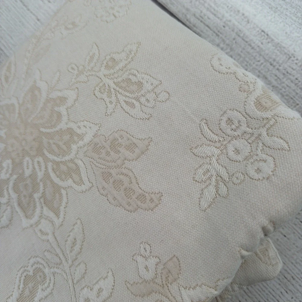 Pereira Da Cunha Shower Curtain Beige Floral Matelasse Portugal 100% Cotton
